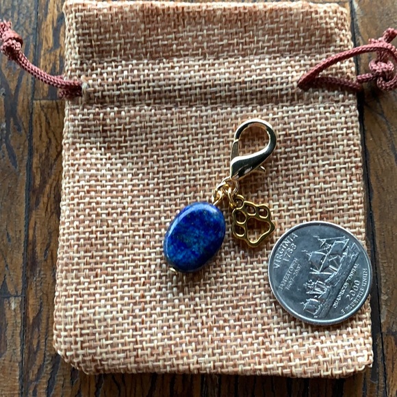 🎉HP 2/20$ Gold 💙 Lapis Lazuli 💙 Crystal Pet Charm Crystal Dog Collar - Picture 3 of 3